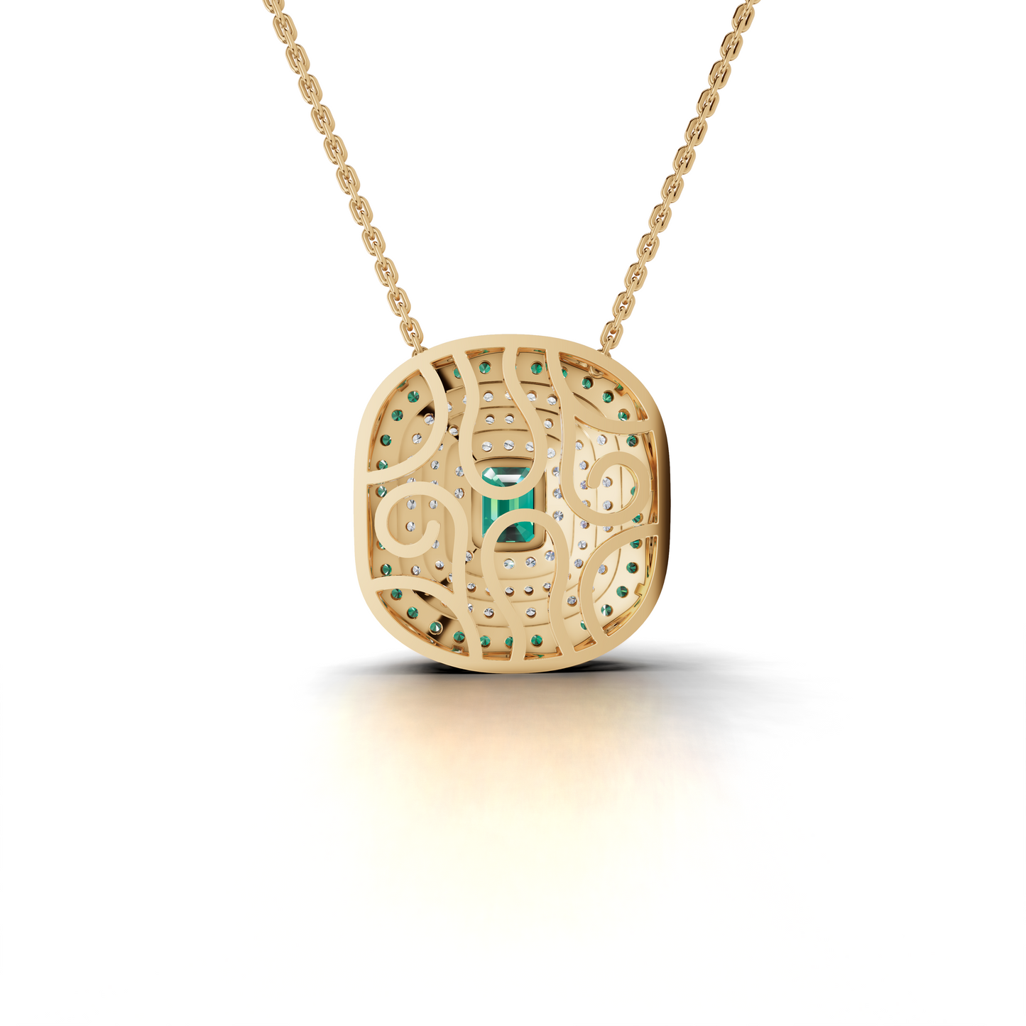 Exquisite Emerald and Diamond Pendant Necklace
