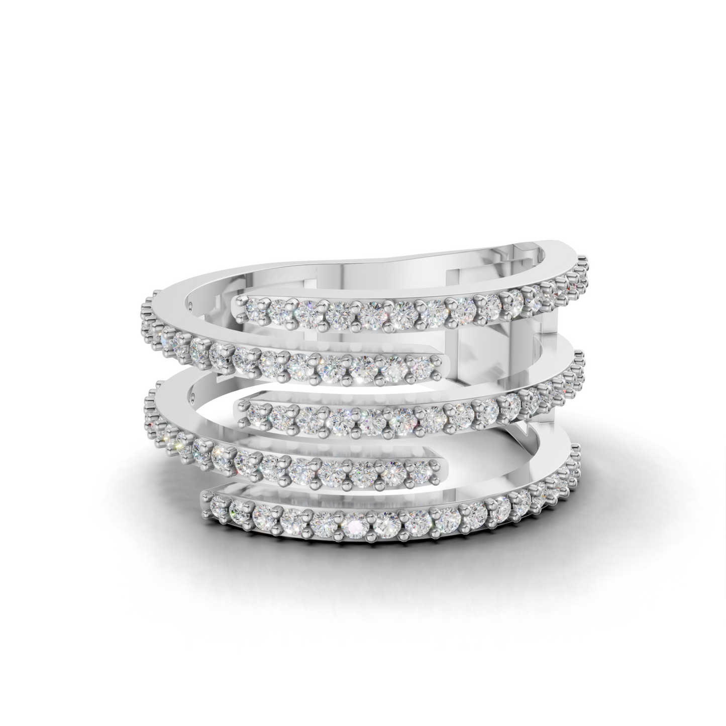 Elegant Diamond Spiral Ring - HWLR-0081