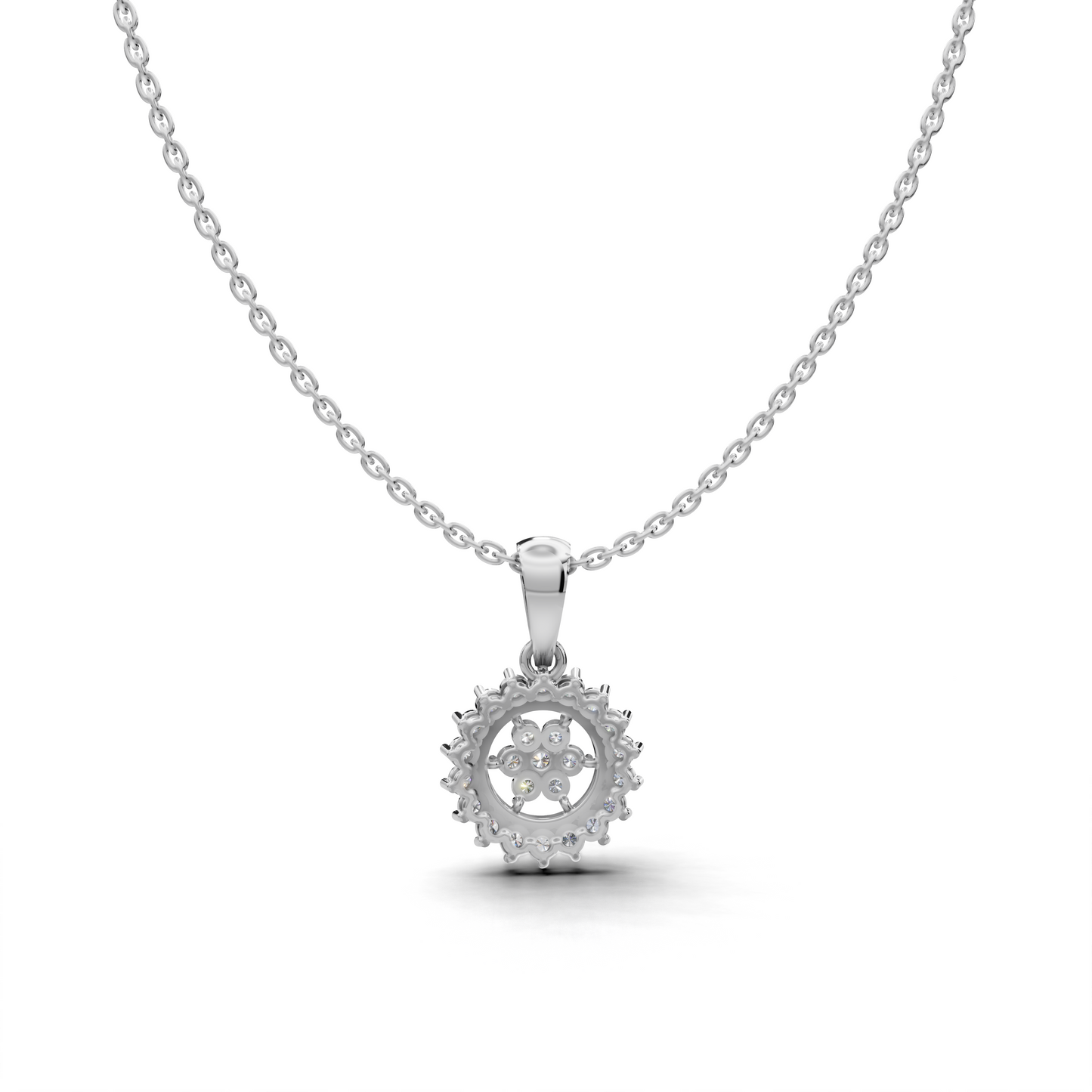 Circular Floral Diamond Pendant - LWPD-0324