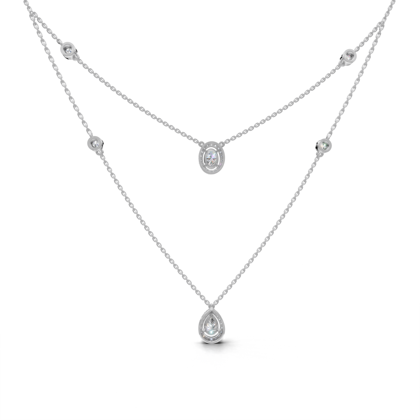 Stylish Layered Diamond Necklace - LWPD-0323