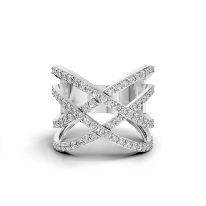 "X" design Diamond Ring - HWLR-0084