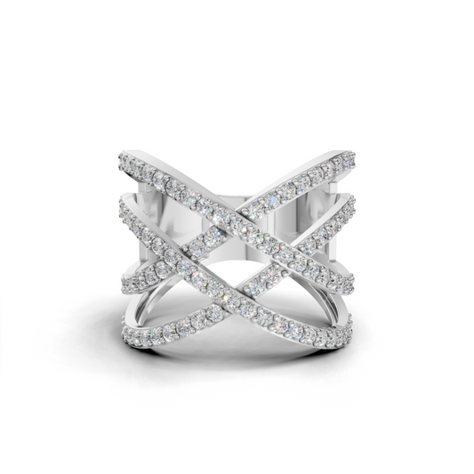 Criss-Cross LGD Open X-Motif Multi-Band Diamond Ring – HWLR-0084