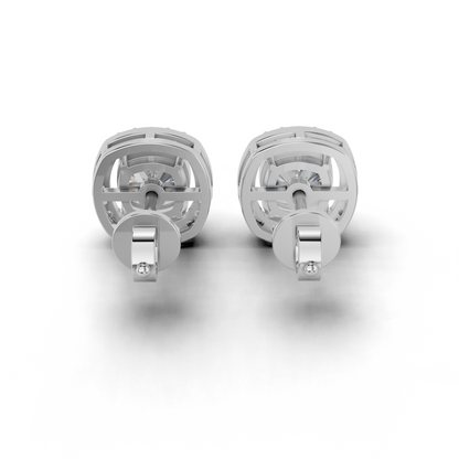 Cushion Cut Halo Earrings