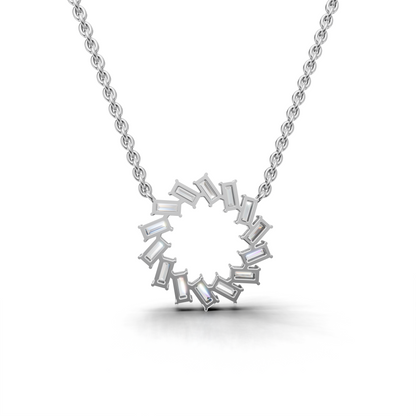 Dazzling Baguette Diamond Circle Pendant Necklace