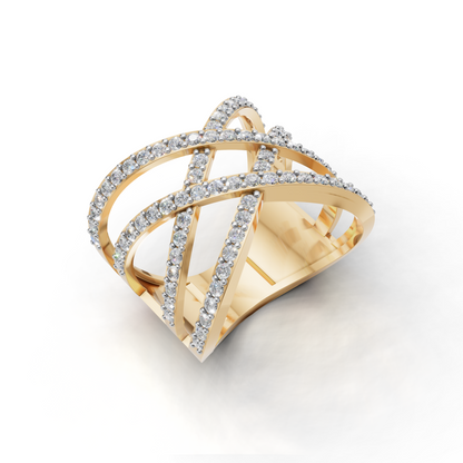 "X" design Diamond Ring - HWLR-0084