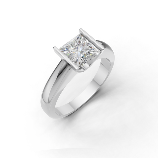 Princess-Cut LGD Centre Ring with Clean Angular Diamond Design – HWGR-0196