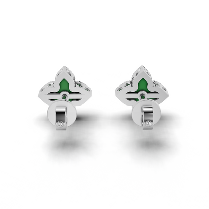 Green Enamel Petals Earrings LWPD-0325-ER