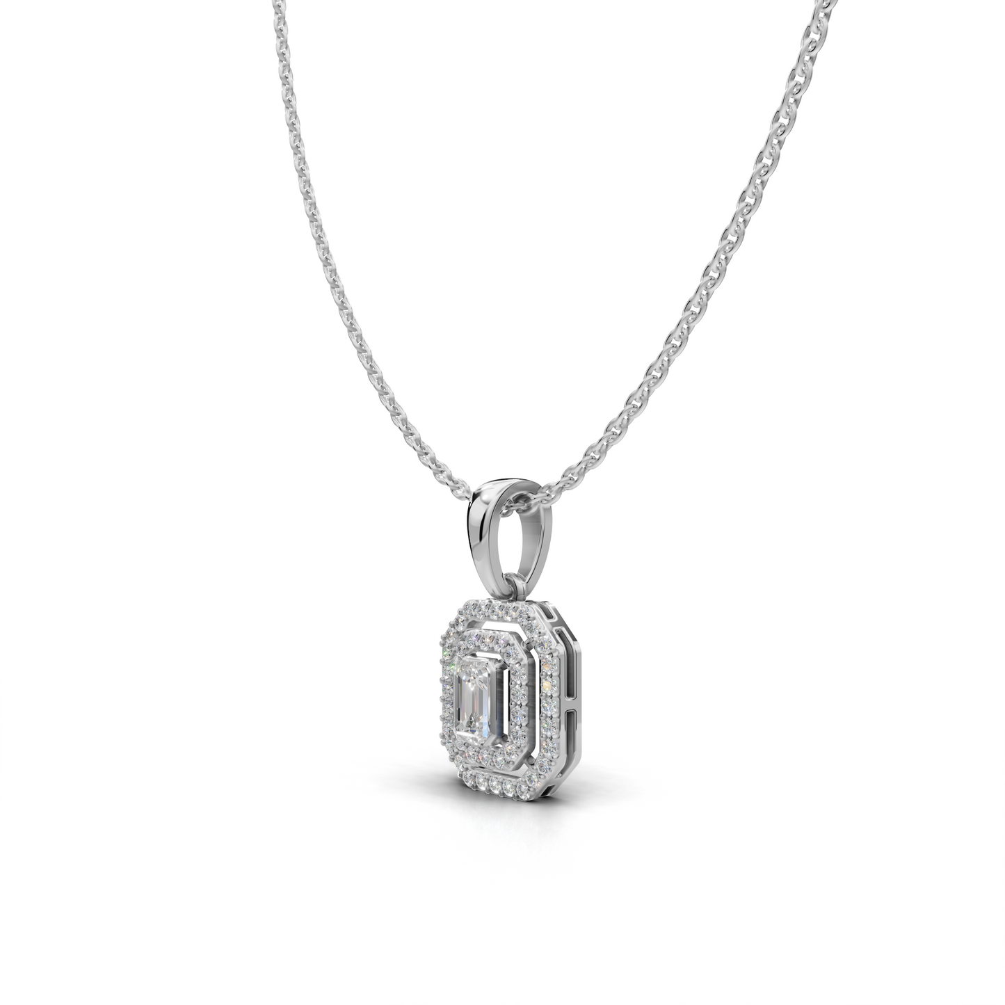 Emerald cut Diamond Pendant - LWPD-0178A
