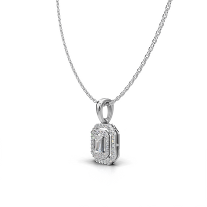 Emerald cut Diamond Pendant - LWPD-0178A