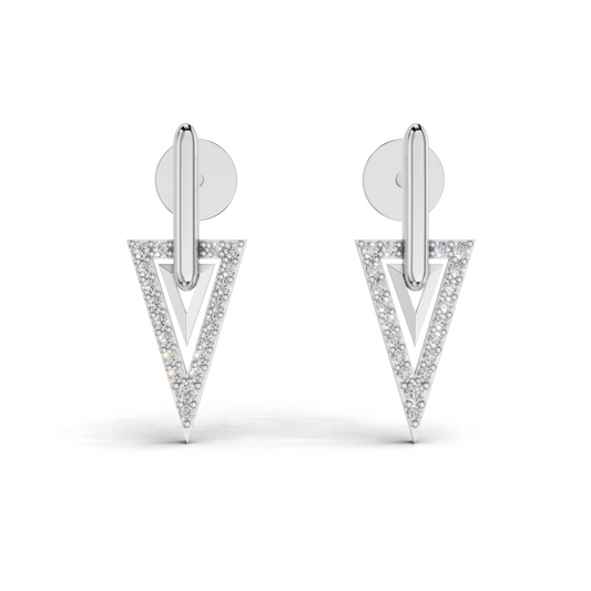 Geometric Triangle LGD Drop Earrings with Minimalist Diamond Outline – LWPD-0329-ER