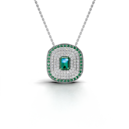 Exquisite Emerald and Diamond Pendant Necklace
