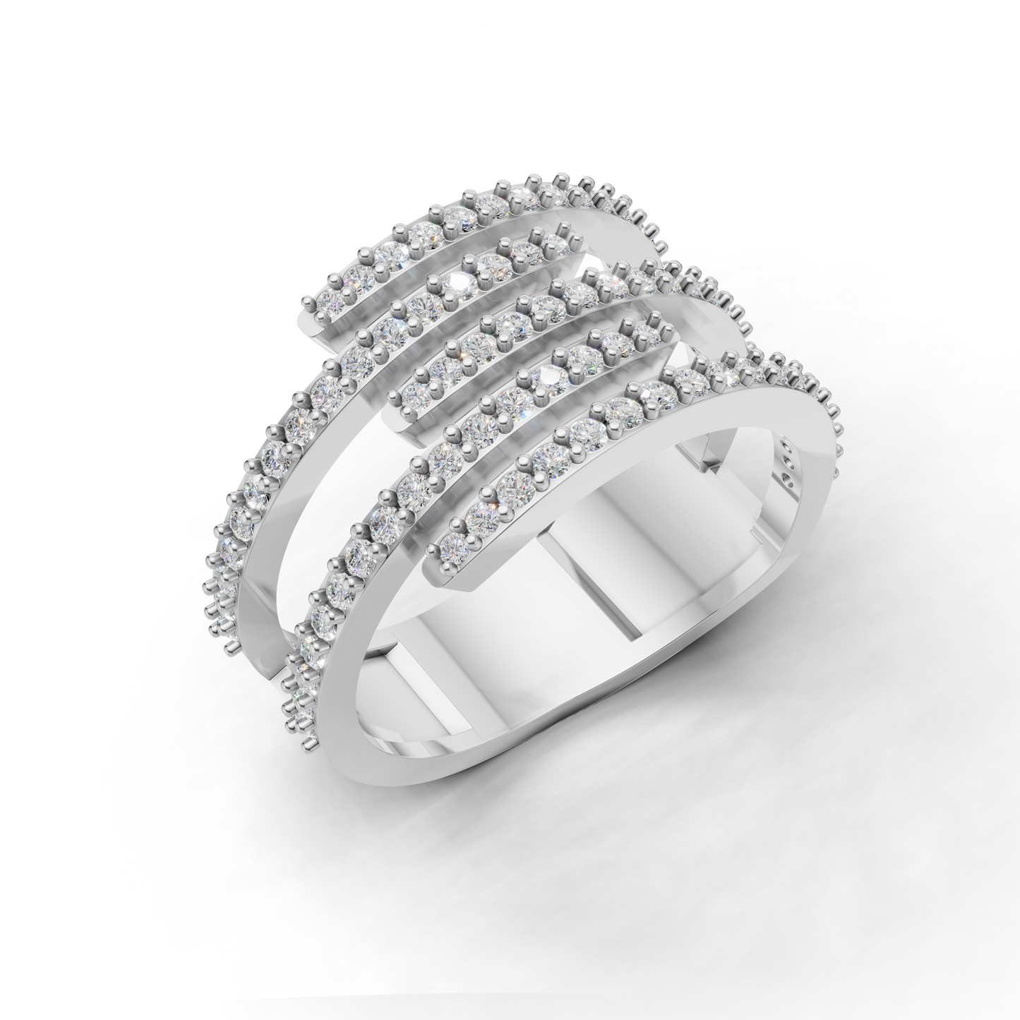 Elegant Diamond Spiral Ring - HWLR-0081
