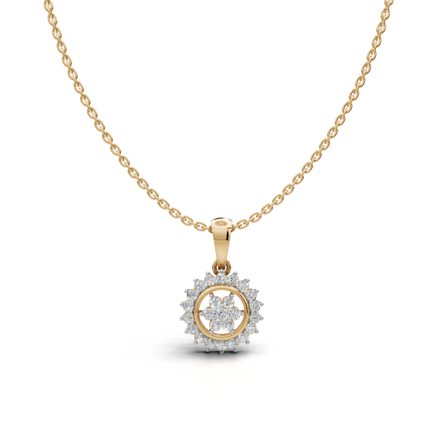 Circular Floral Diamond Pendant - LWPD-0324