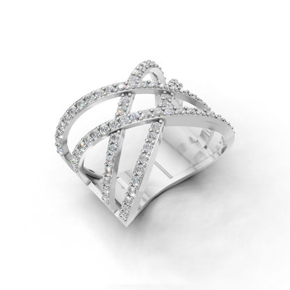 "X" design Diamond Ring - HWLR-0084
