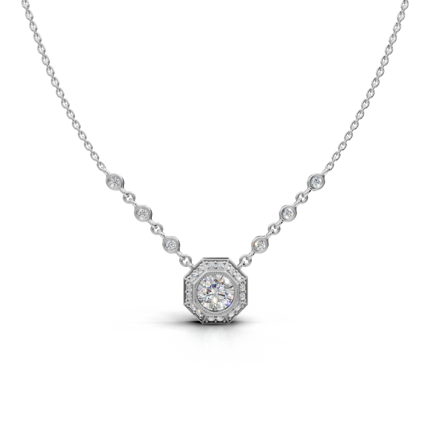 Octagon Diamond Pendant Necklace - LWPD-0234A