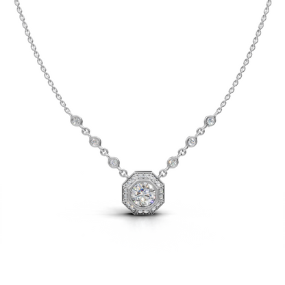 Octagon Diamond Pendant Necklace - LWPD-0234A