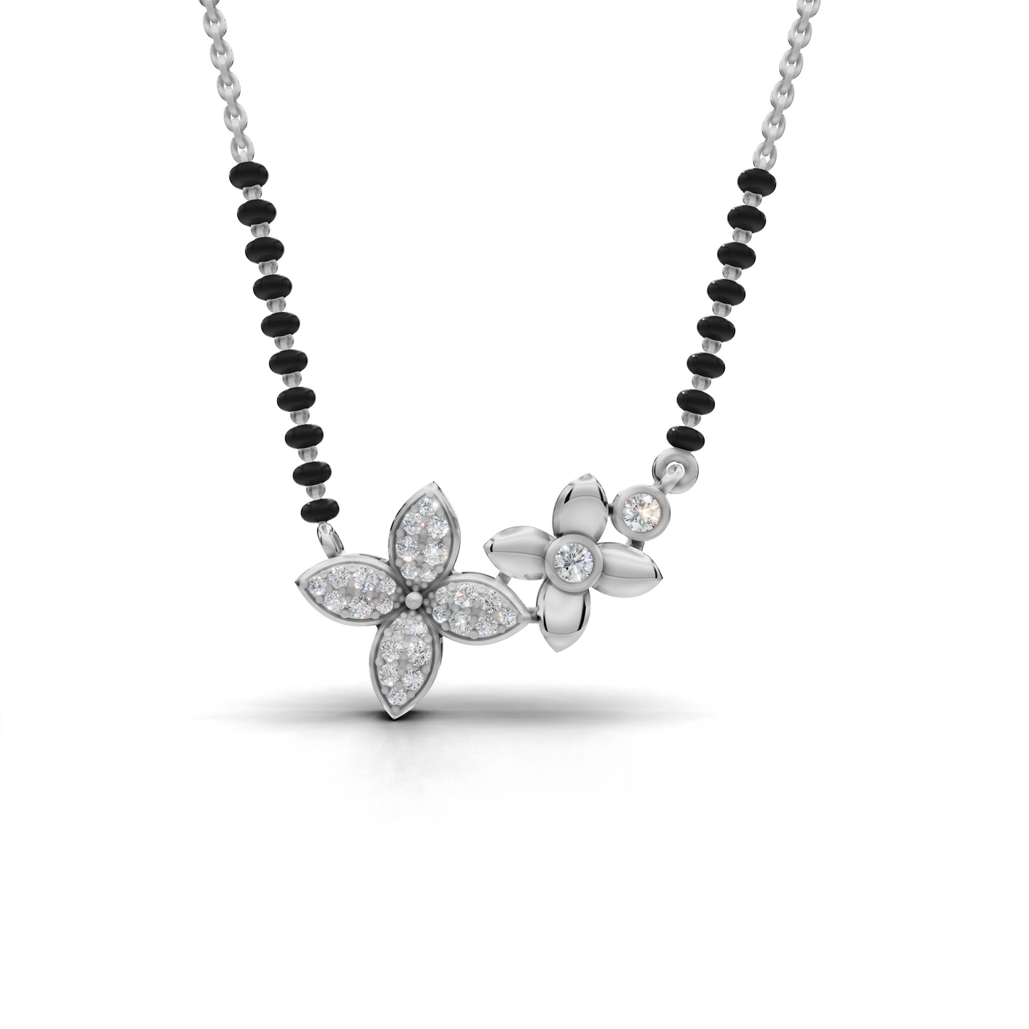 Diamond Mangalsutra Pendant - Floral Design