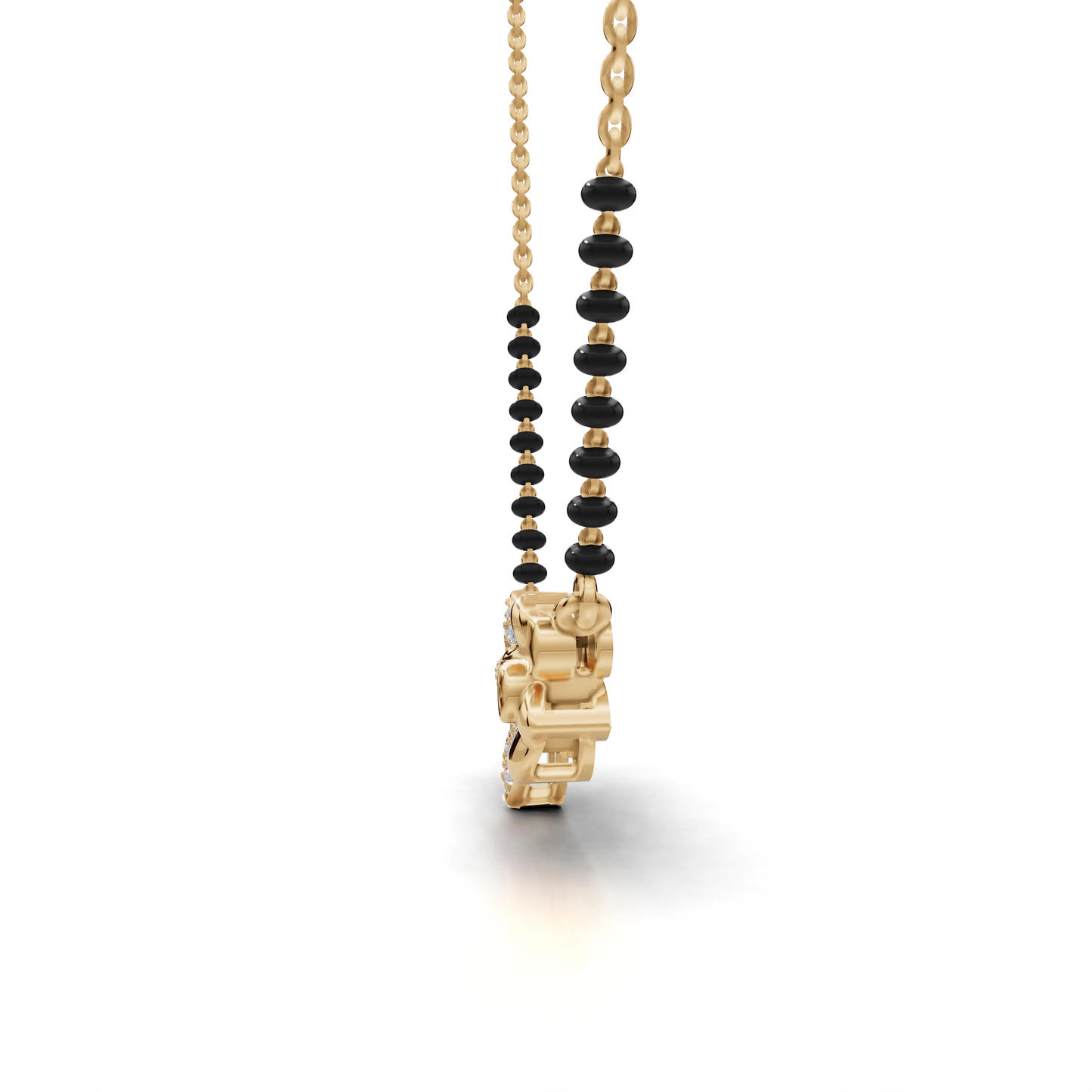 Diamond Mangalsutra Pendant - Floral Design