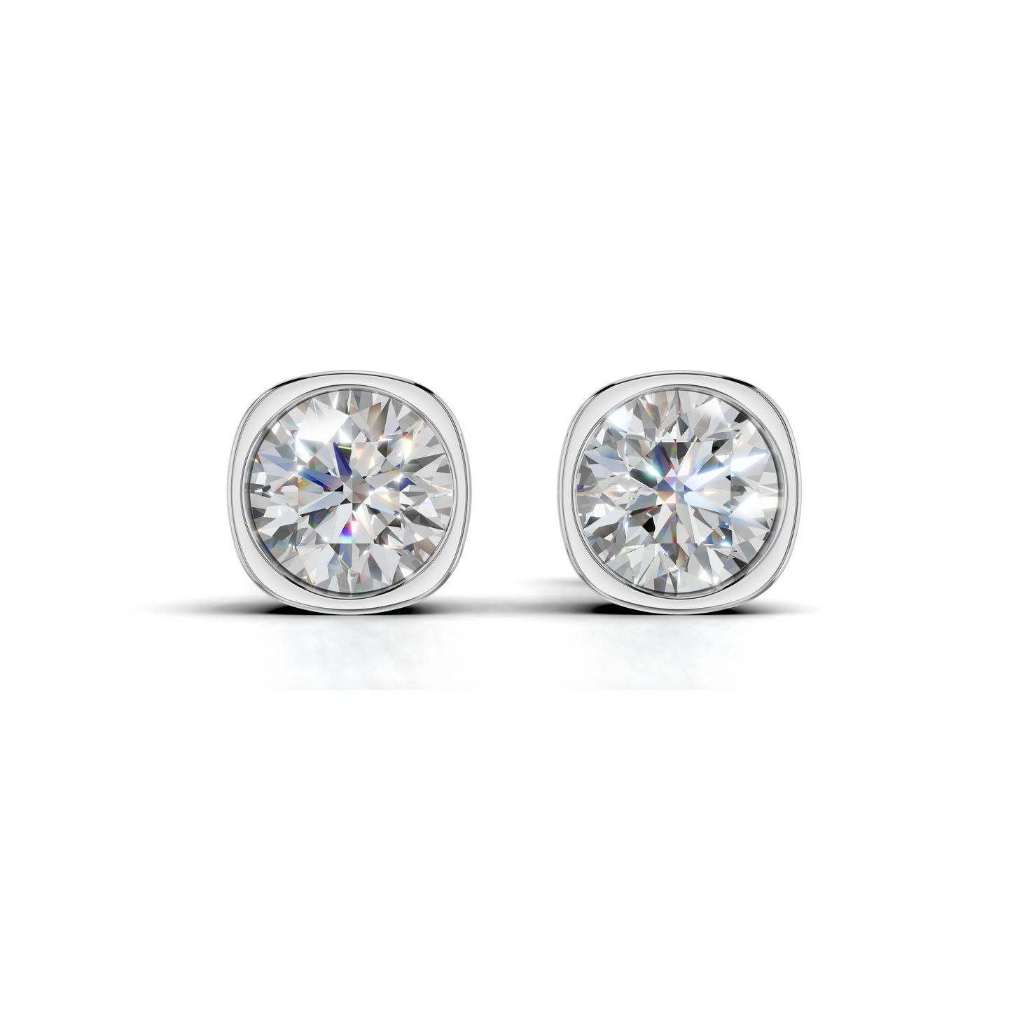 Bezel-Set Moissanite Stud Earrings