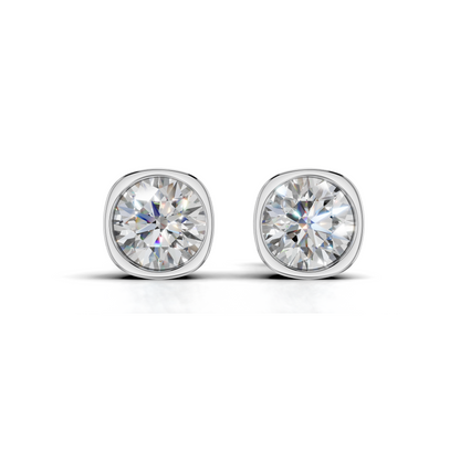 Bezel-Set Moissanite Stud Earrings