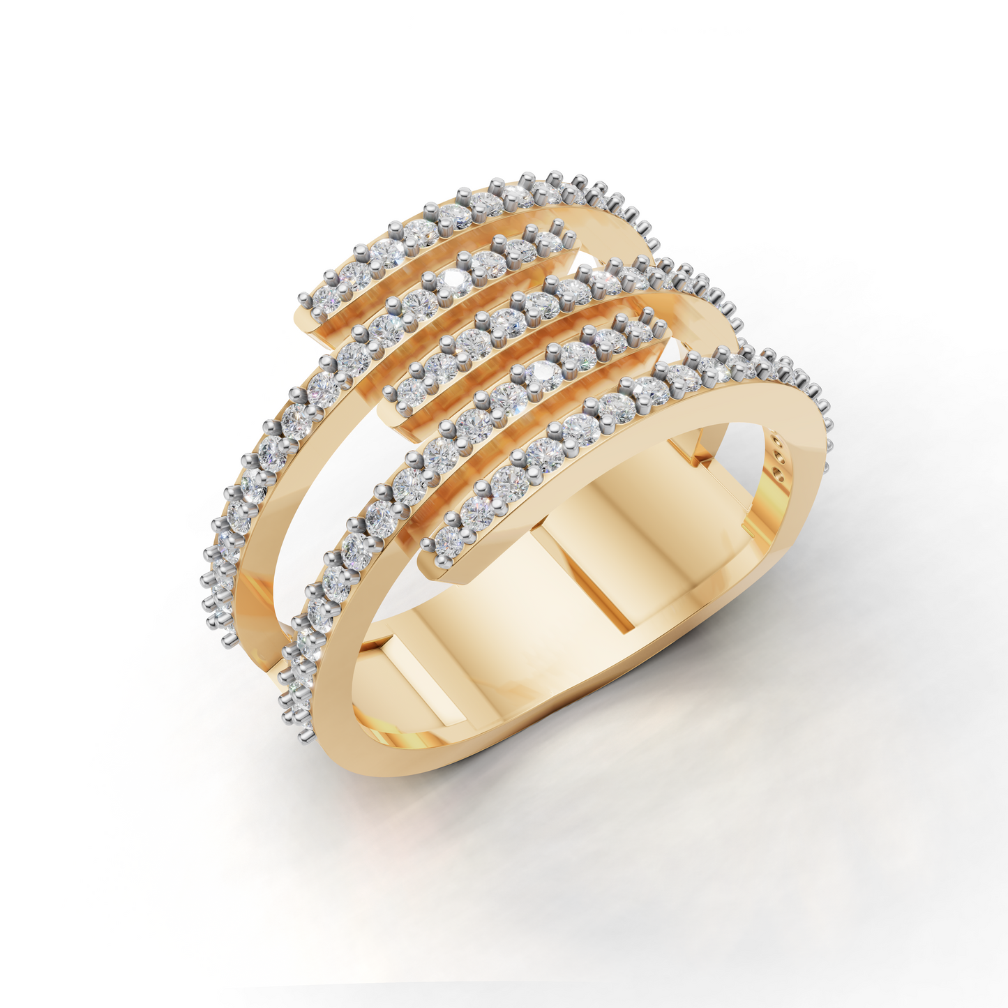 Elegant Diamond Spiral Ring - HWLR-0081