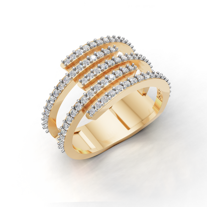 Elegant Diamond Spiral Ring - HWLR-0081