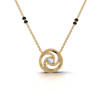 Swirl Diamond Mangalsutra Pendant Necklace